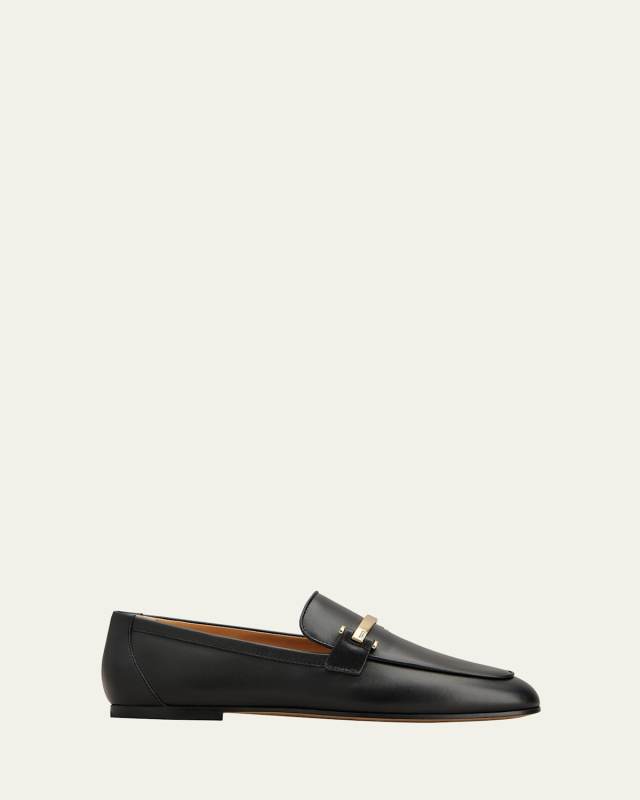 Leather Bar Detail Loafers